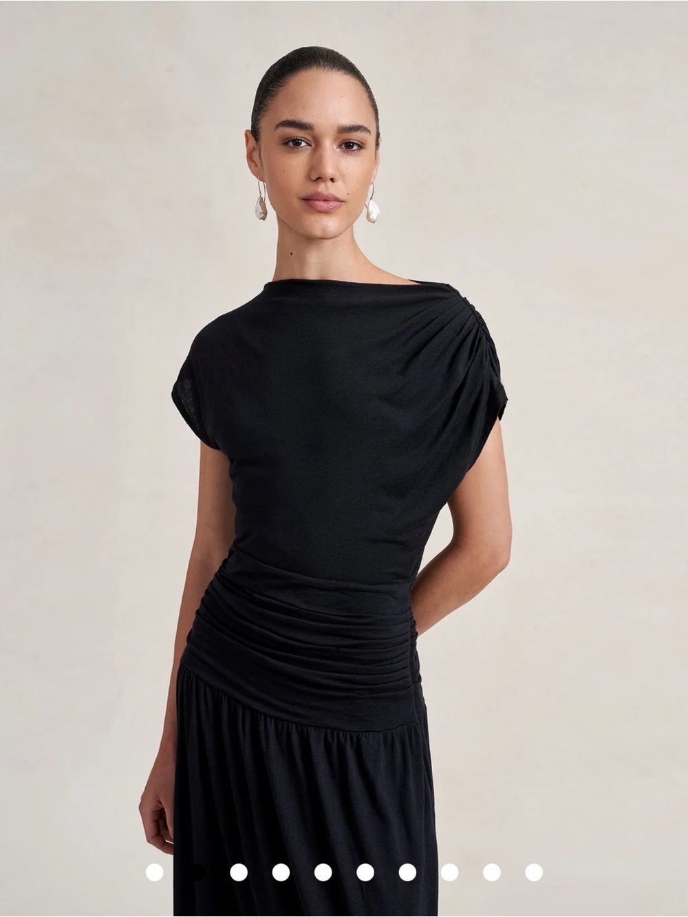 La Ligne Black One-Shoulder Gathered Dress